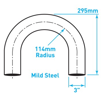 Exhaust Elbow 180º U Bend, Mild Steel - 3"